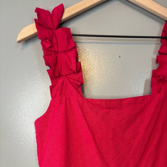 LAKE Pajamas Medium Lolly Swiss Dot Cotton Poplin Ruffle Dress Heatwave Pink - Picture 2 of 7